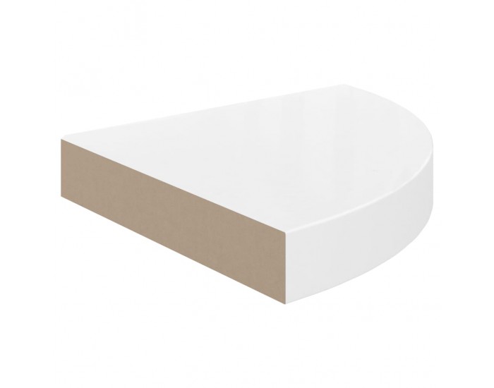 Sonata Окачени ъглови рафтове, 2 бр, бял гланц, 25x25x3,8 см, МДФ