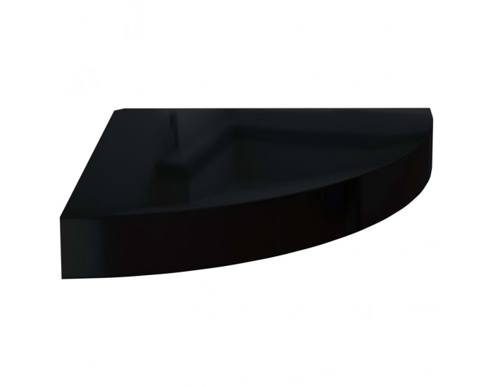 Sonata Окачен ъглов рафт, черен гланц, 25x25x3,8 см, МДФ
