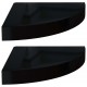 Sonata Окачени ъглови рафтове, 2 бр, черен гланц, 25x25x3,8 см, МДФ