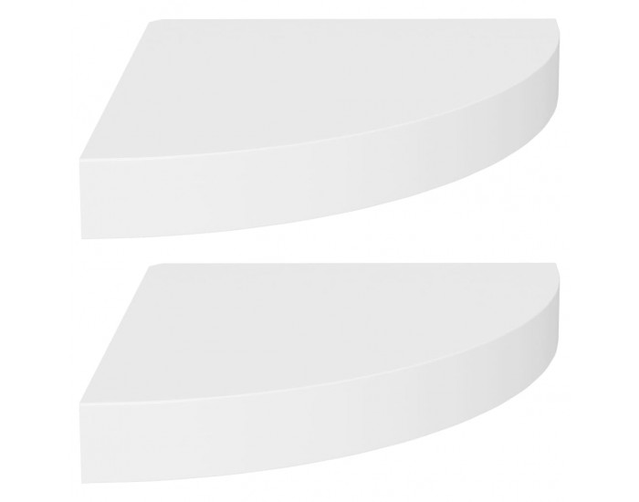 Sonata Окачени ъглови рафтове, 2 бр, бели, 25x25x3,8 см, МДФ