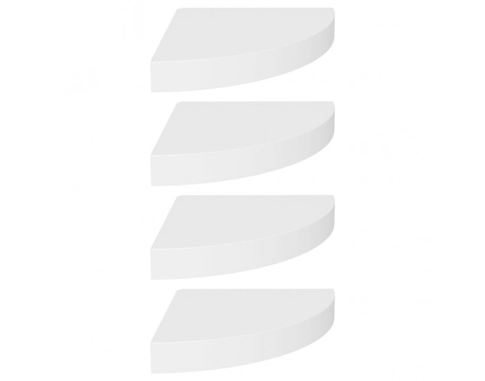 Sonata Окачени ъглови рафтове, 4 бр, бели, 25x25x3,8 см, МДФ