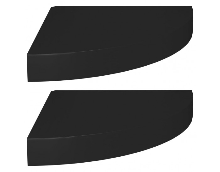 Sonata Окачени ъглови рафтове, 2 бр, черни, 25x25x3,8 см, МДФ