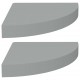 Sonata Окачени ъглови рафтове, 2 бр, сиви, 25x25x3,8 см, МДФ