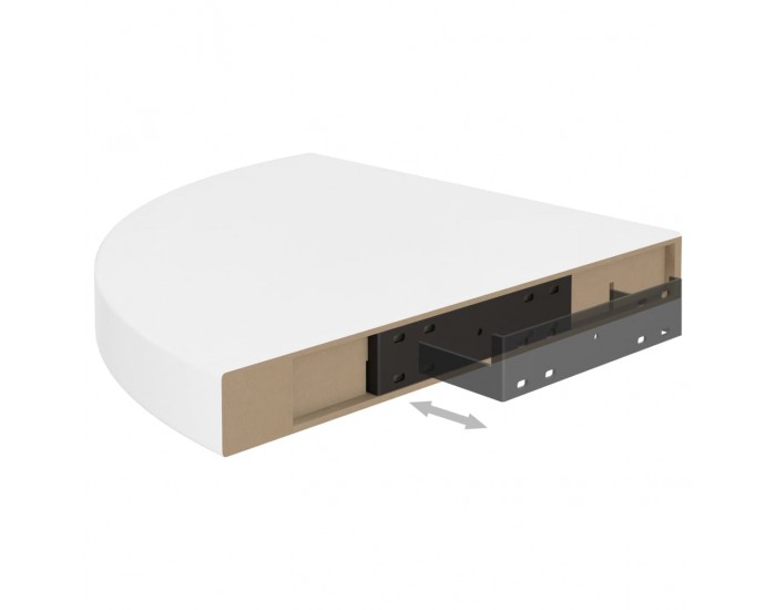 Sonata Окачен ъглов рафт, бял гланц, 35x35x3,8 см, МДФ