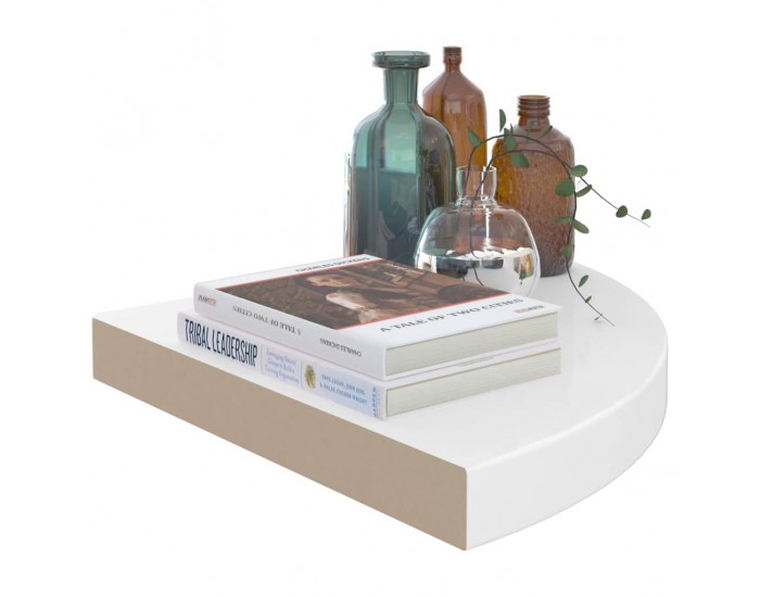 Sonata Окачени ъглови рафтове, 2 бр, бял гланц, 35x35x3,8 см, МДФ