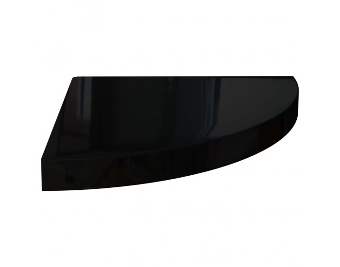 Sonata Окачен ъглов рафт, черен гланц, 35x35x3,8 см, МДФ