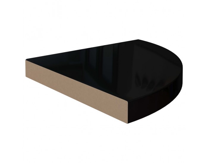 Sonata Окачен ъглов рафт, черен гланц, 35x35x3,8 см, МДФ