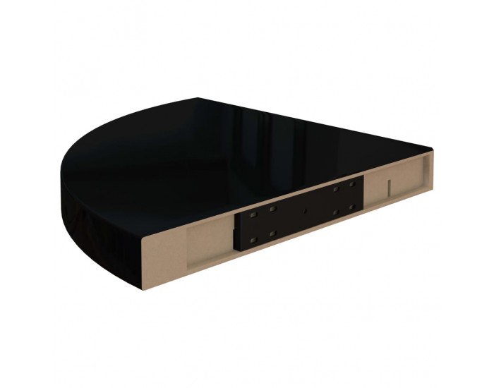 Sonata Окачен ъглов рафт, черен гланц, 35x35x3,8 см, МДФ