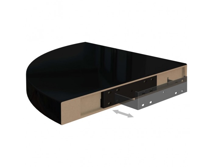 Sonata Окачен ъглов рафт, черен гланц, 35x35x3,8 см, МДФ