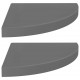 Sonata Окачени ъглови рафтове, 2 бр, сив гланц, 35x35x3,8 см, МДФ