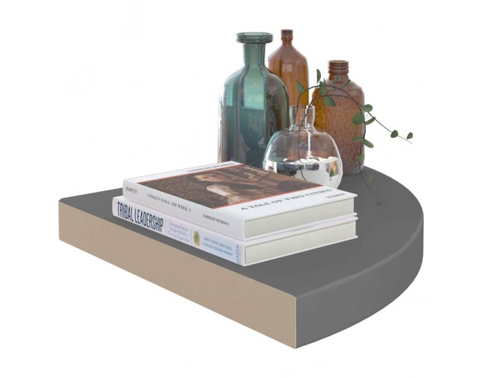 Sonata Окачени ъглови рафтове, 2 бр, сив гланц, 35x35x3,8 см, МДФ