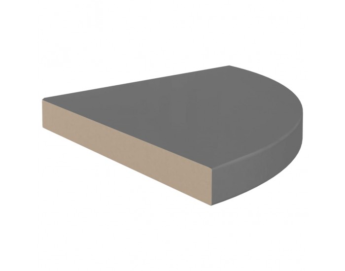 Sonata Окачени ъглови рафтове, 2 бр, сив гланц, 35x35x3,8 см, МДФ