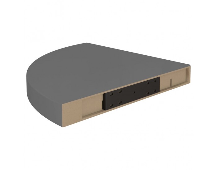 Sonata Окачени ъглови рафтове, 2 бр, сив гланц, 35x35x3,8 см, МДФ