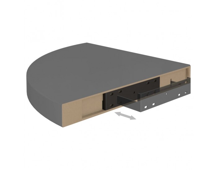 Sonata Окачени ъглови рафтове, 2 бр, сив гланц, 35x35x3,8 см, МДФ