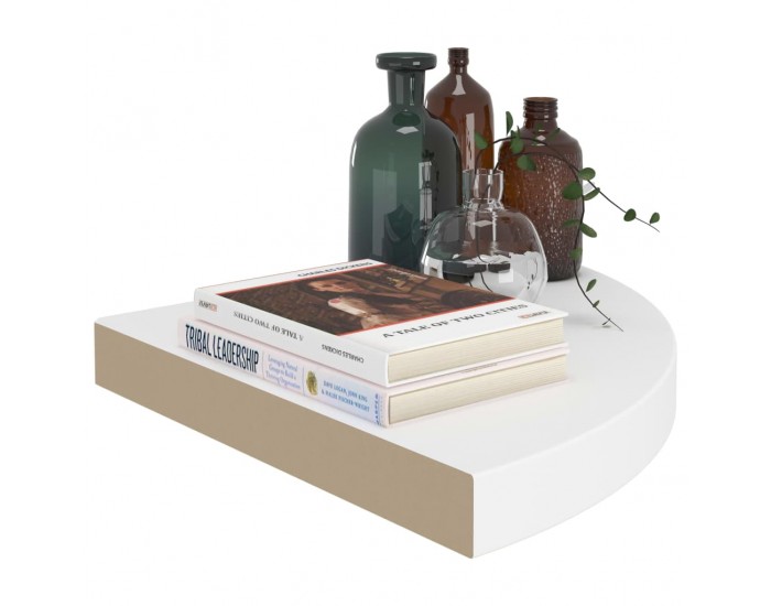 Sonata Окачен ъглов рафт, бял, 35x35x3,8 см, МДФ