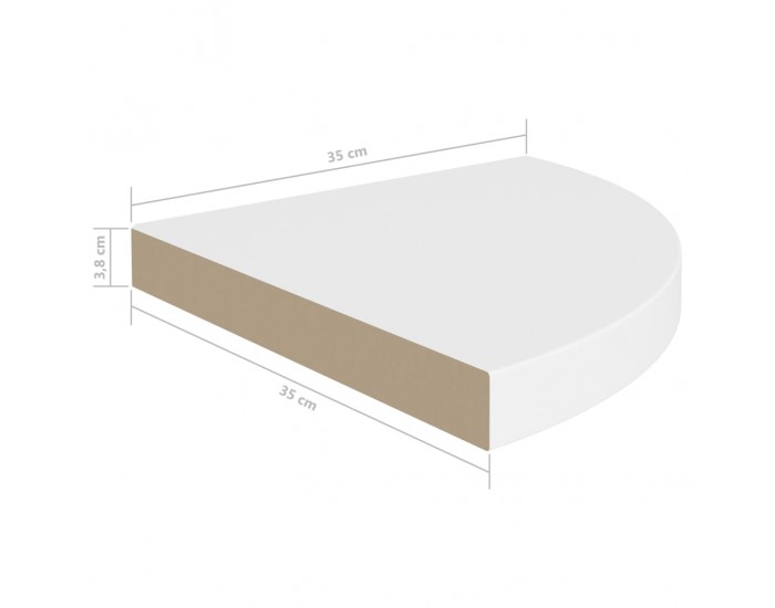 Sonata Окачен ъглов рафт, бял, 35x35x3,8 см, МДФ