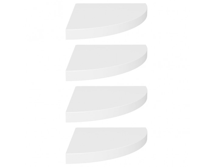 Sonata Окачени ъглови рафтове, 4 бр, бели, 35x35x3,8 см, МДФ
