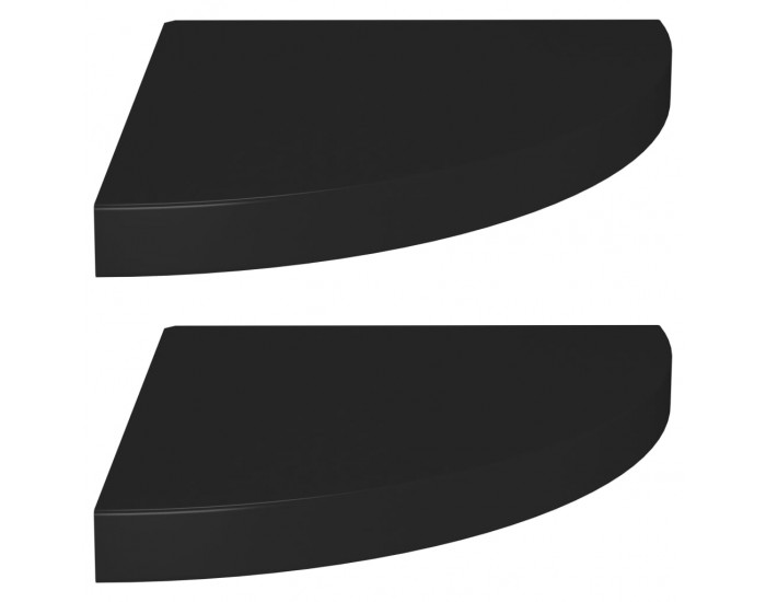 Sonata Окачени ъглови рафтове, 2 бр, черни, 35x35x3,8 см, МДФ