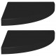Sonata Окачени ъглови рафтове, 2 бр, черни, 35x35x3,8 см, МДФ