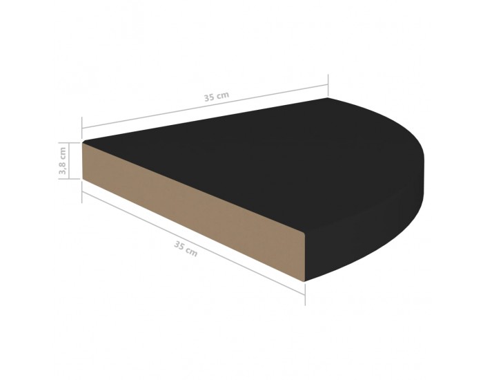 Sonata Окачени ъглови рафтове, 2 бр, черни, 35x35x3,8 см, МДФ