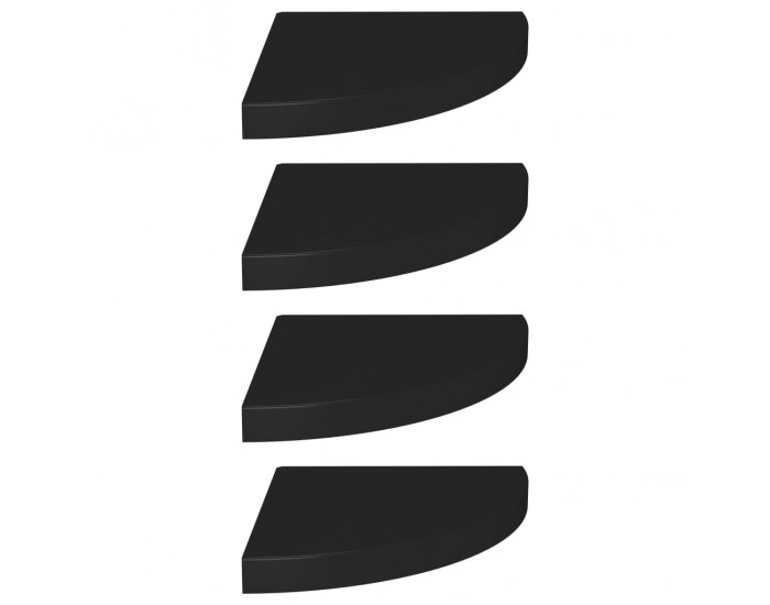 Sonata Окачени ъглови рафтове, 4 бр, черни, 35x35x3,8 см, МДФ