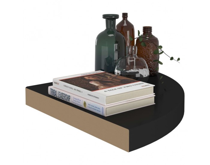 Sonata Окачени ъглови рафтове, 4 бр, черни, 35x35x3,8 см, МДФ