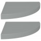 Sonata Окачени ъглови рафтове, 2 бр, сиви, 35x35x3,8 см, МДФ