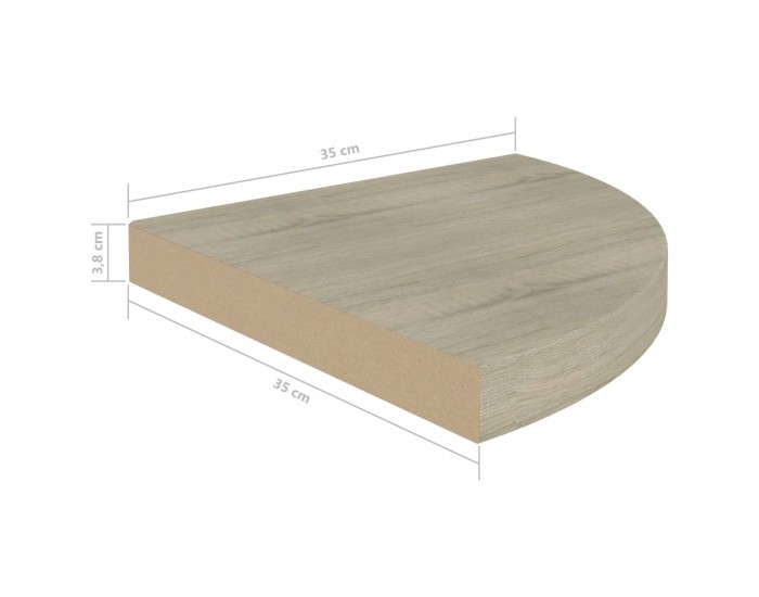 Sonata Окачен ъглов рафт, дъб, 35x35x3,8 см, МДФ