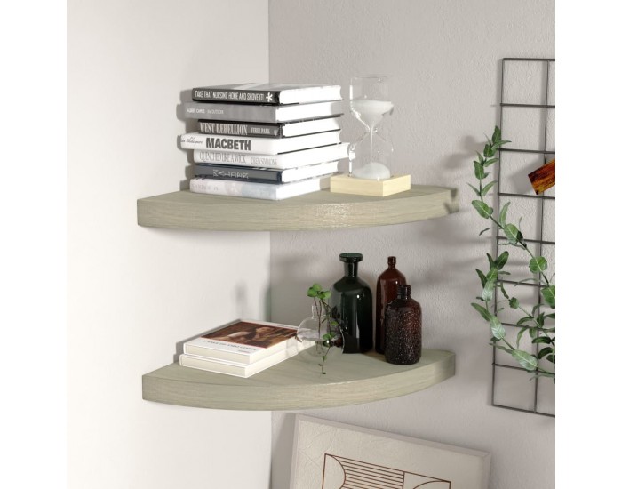 Sonata Окачени ъглови рафтове, 2 бр, дъб, 35x35x3,8 см, МДФ