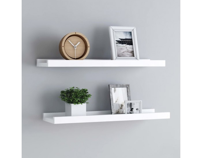 Sonata Рафтове за фоторамки, 2 бр, бели, 60x9x3 см, МДФ