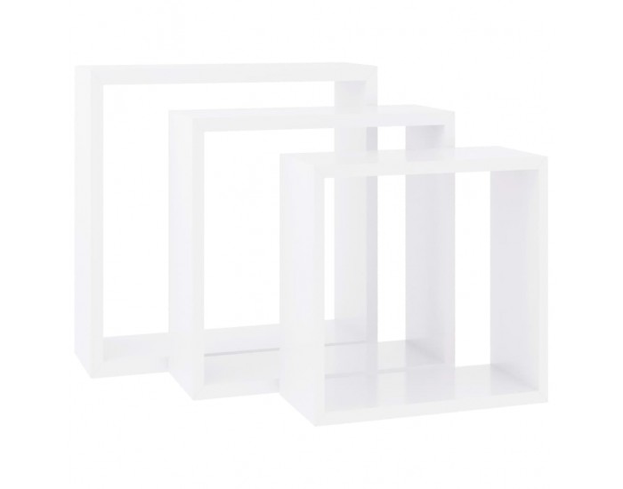 Sonata Кубични стенни полици, 3 бр, бели, МДФ