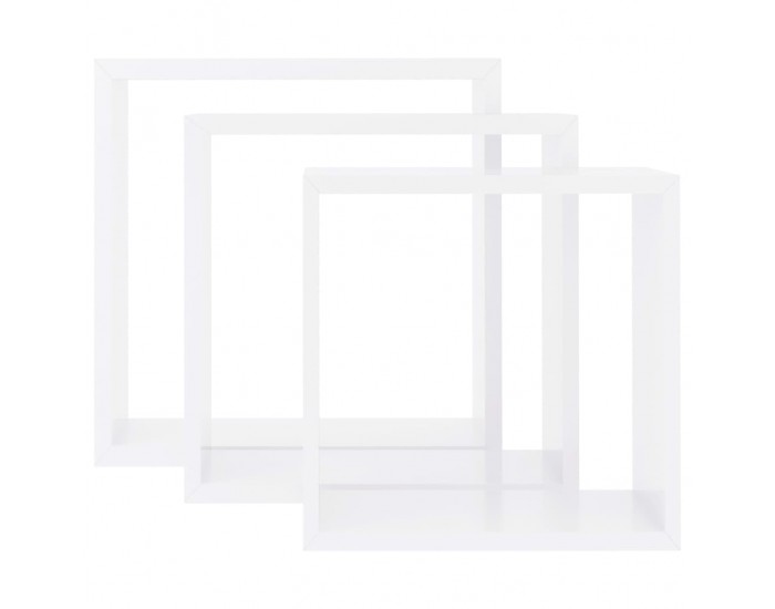 Sonata Кубични стенни полици, 3 бр, бели, МДФ