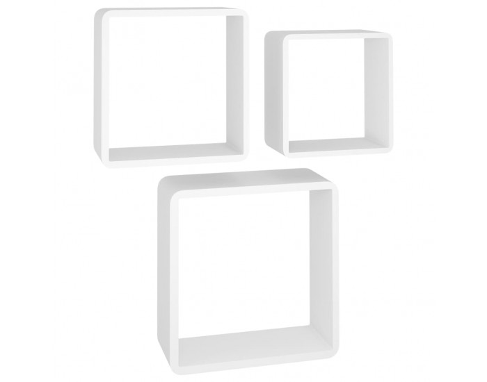 Sonata Кубични стенни полици, 3 бр, бели, МДФ