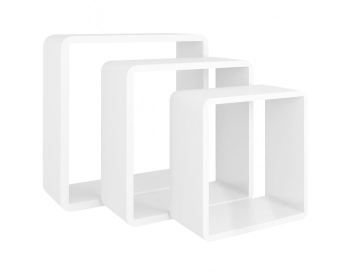 Sonata Кубични стенни полици, 3 бр, бели, МДФ