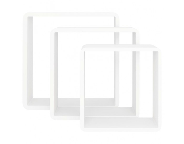 Sonata Кубични стенни полици, 3 бр, бели, МДФ