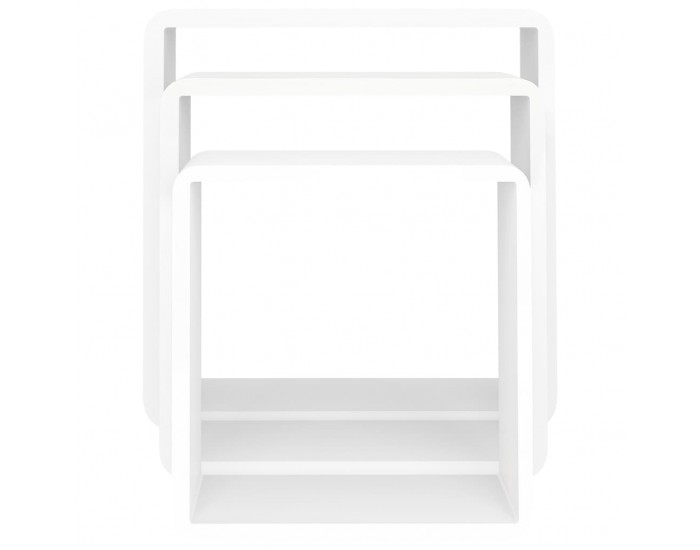 Sonata Кубични стенни полици, 3 бр, бели, МДФ