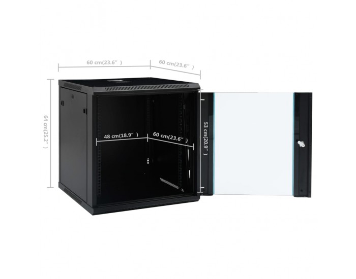 Sonata 12U Сървърен шкаф за стенен монтаж, 19", IP20, 600x600x640 мм