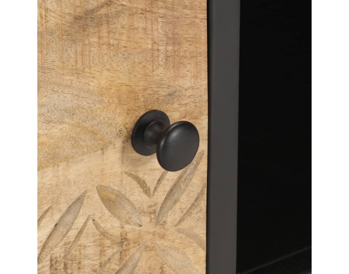 Sonata TV шкаф с резбовани врати, 130x30x40 см, грубо мангово дърво