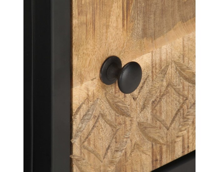 Sonata TV шкаф с резбована врата, 90x30x40 см, грубо мангово дърво