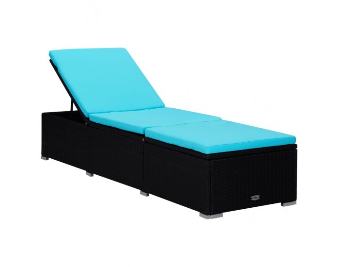 Sonata Шезлонг с шалте и маса за чай, полиратан, син