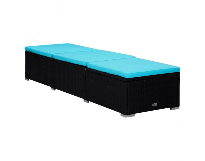 Sonata Шезлонг с шалте и маса за чай, полиратан, син