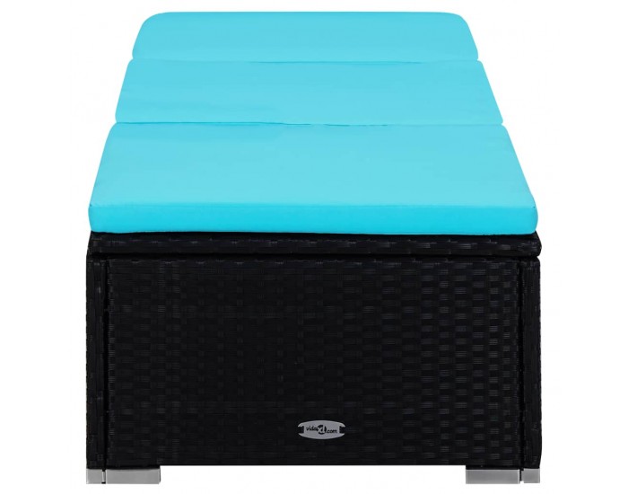 Sonata Шезлонг с шалте и маса за чай, полиратан, син