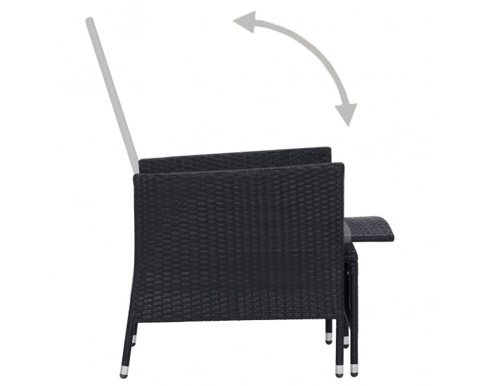 Sonata Накланящ се градински стол с възглавници, полиратан, черен