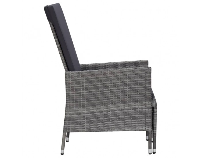 Sonata Накланящ се градински стол с възглавници, полиратан, сив