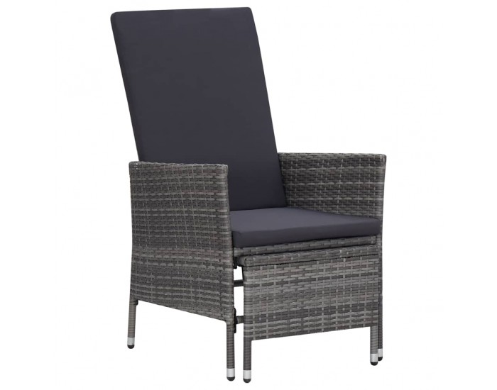 Sonata Градински лаундж комплект с възглавници 2 части полиратан сив