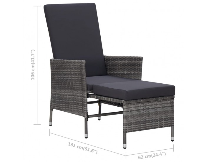 Sonata Градински лаундж комплект с възглавници 2 части полиратан сив