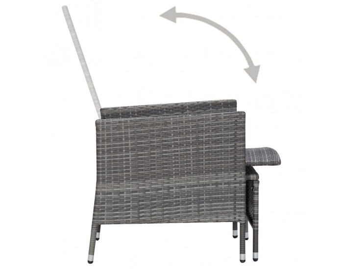 Sonata Градински лаундж комплект с възглавници 2 части полиратан сив