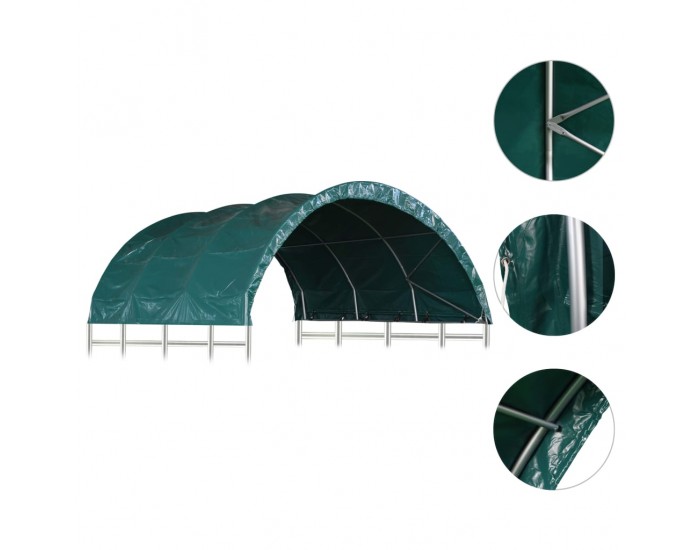 Sonata Навес за животни, PVC, 3,7x3,7 м, зелен