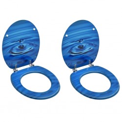 Sonata WC тоалетни седалки с капак, 2 бр, МДФ, дизайн сини водни капки - Баня