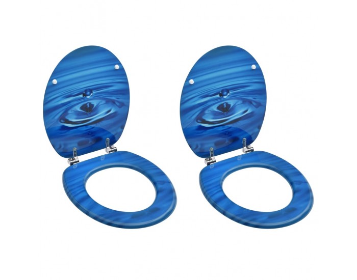 Sonata WC тоалетни седалки с капак, 2 бр, МДФ, дизайн сини водни капки